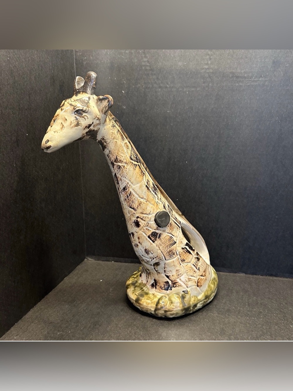 Vintage Louisville Stoneware Giraffe Pitcher Decanter MCM 1970s 15.5"